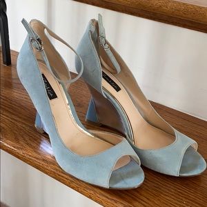 Charles & Keith baby blue and silver heels